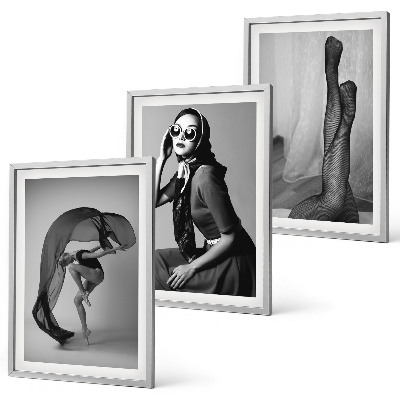 Three-piece wall art piece Black and white portraits of women