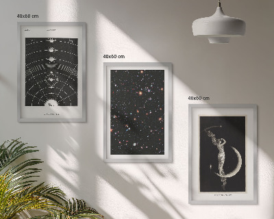 Set of 3 framed wall art pieces Solar system night figure