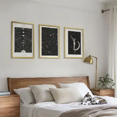 Solar system night wall art set of 3 framed pieces