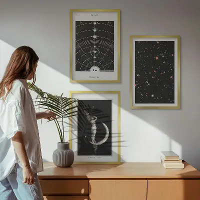 Solar system night wall art set of 3 framed pieces