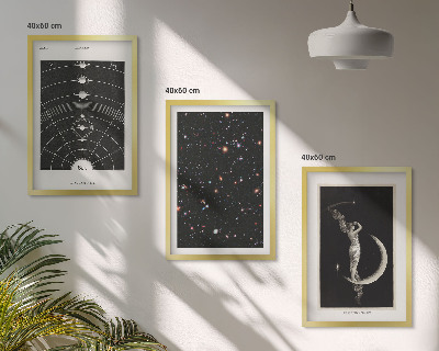 Set of 3 framed wall art pieces Solar system night figure