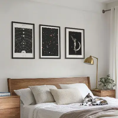 Solar system night wall art set of 3 framed pieces