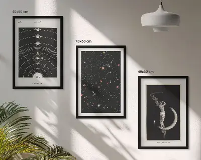 Solar system night wall art set of 3 framed pieces