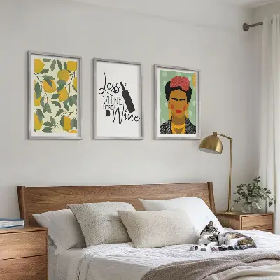 Frida Kahlo lemon and wine wall art set portrait print collection