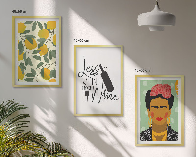 Wall art set Lemons wine portrait of Frida