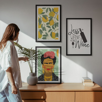 Wall art set Lemons wine portrait of Frida