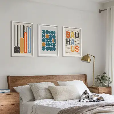 Bauhaus geometric patterns wall art three-piece set