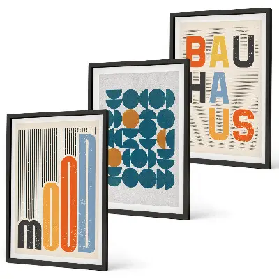 Bauhaus geometric patterns wall art three-piece set