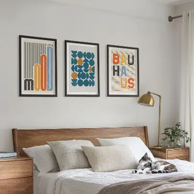 Bauhaus geometric patterns wall art three-piece set