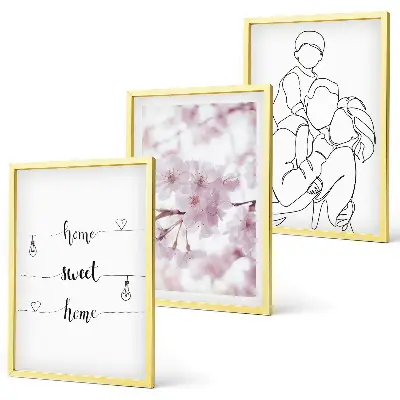 Flowers family minimalist wall art set of 3 framed pieces