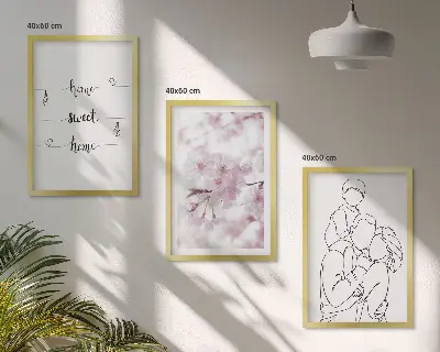 Flowers family minimalist wall art set of 3 framed pieces