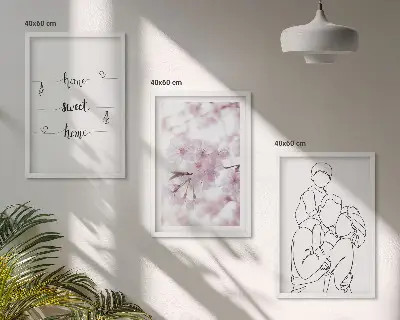 Flowers family minimalist wall art set of 3 framed pieces