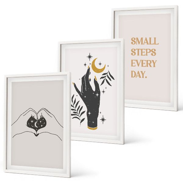 Three-piece wall art piece Minimalist boho illustrations