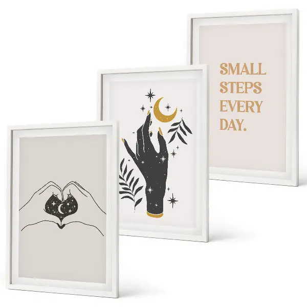 Minimalist boho wall art three-piece illustration set