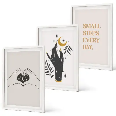 Minimalist boho wall art three-piece illustration set