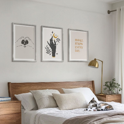 Three-piece wall art piece Minimalist boho illustrations