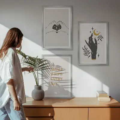 Minimalist boho wall art three-piece illustration set