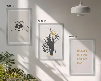 Minimalist boho wall art three-piece illustration set