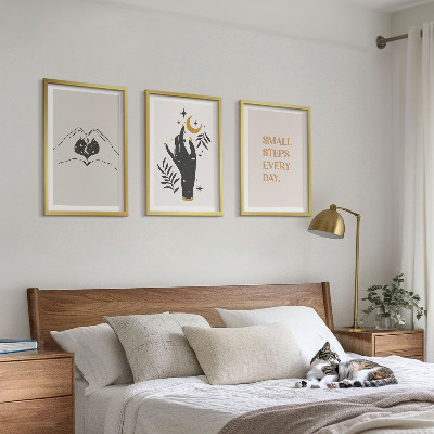 Three-piece wall art piece Minimalist boho illustrations