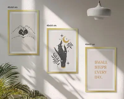 Minimalist boho wall art three-piece illustration set