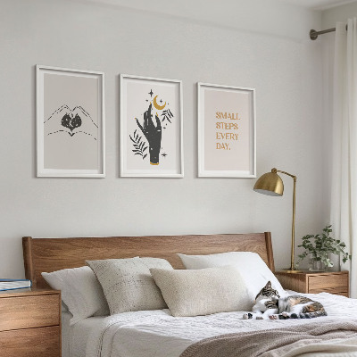 Three-piece wall art piece Minimalist boho illustrations