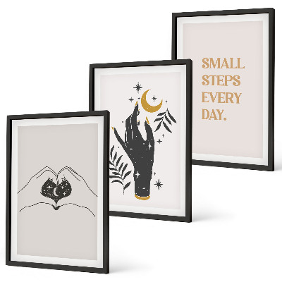 Three-piece wall art piece Minimalist boho illustrations