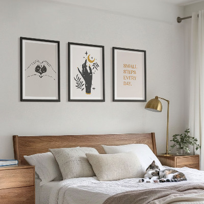 Three-piece wall art piece Minimalist boho illustrations
