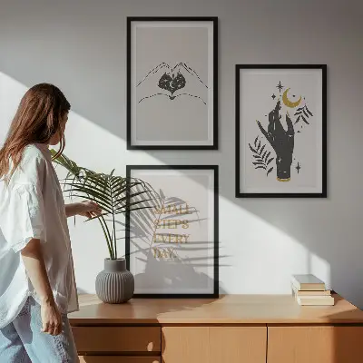 Minimalist boho wall art three-piece illustration set