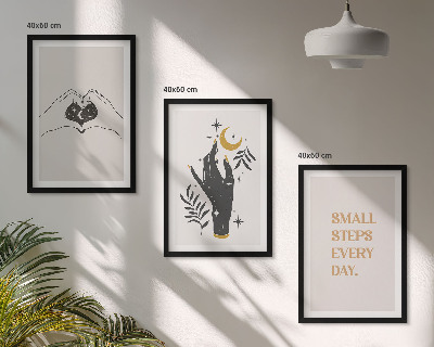 Three-piece wall art piece Minimalist boho illustrations