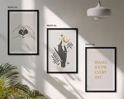 Minimalist boho wall art three-piece illustration set
