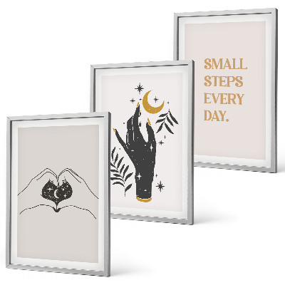 Three-piece wall art piece Minimalist boho illustrations