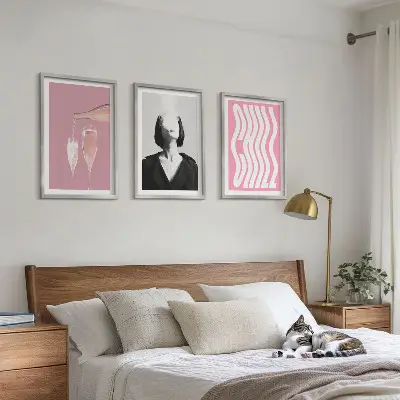 Set of 3 framed wall art pieces stylish champagne relaxation portrait