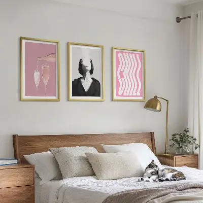 Set of 3 framed wall art pieces stylish champagne relaxation portrait