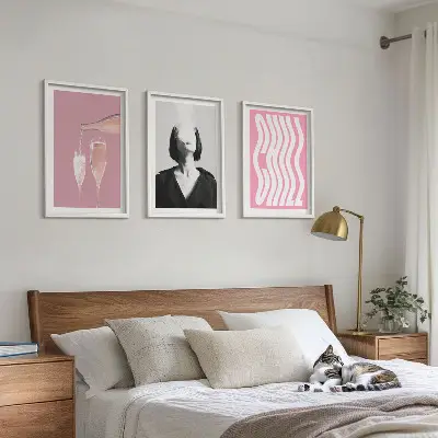 Set of 3 framed wall art pieces stylish champagne relaxation portrait