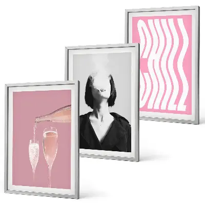 Set of 3 framed wall art pieces stylish champagne relaxation portrait