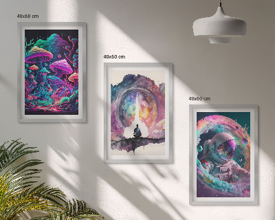 Three-piece wall art piece Colorful fantasy art illustrations