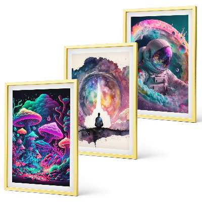 Three-piece wall art piece Colorful fantasy art illustrations