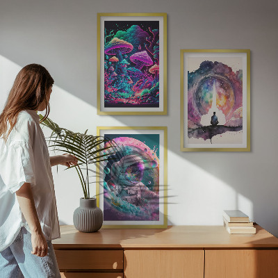 Three-piece wall art piece Colorful fantasy art illustrations