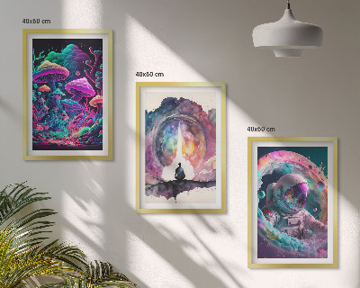 Three-piece wall art piece Colorful fantasy art illustrations