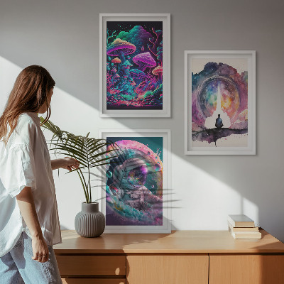 Three-piece wall art piece Colorful fantasy art illustrations