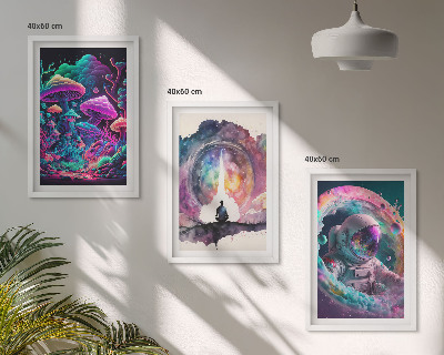Three-piece wall art piece Colorful fantasy art illustrations