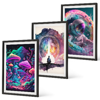 Three-piece wall art piece Colorful fantasy art illustrations