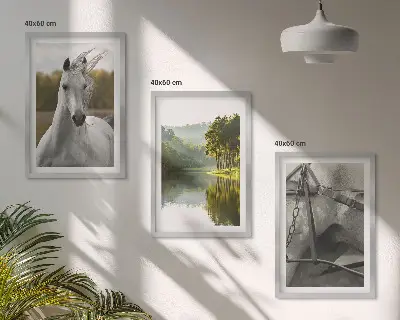 White horses river nature wall art set of 3 framed pieces