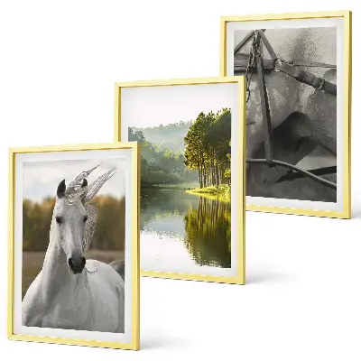 White horses river nature wall art set of 3 framed pieces