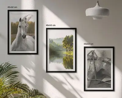 White horses river nature wall art set of 3 framed pieces