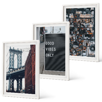 Wall art set Bridge city inscriptions bird view