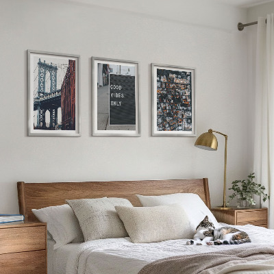 Wall art set Bridge city inscriptions bird view