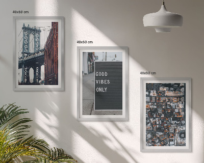 Wall art set Bridge city inscriptions bird view