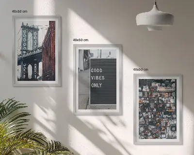 Wall art set bridge view of a city with inscriptions