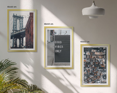 Wall art set Bridge city inscriptions bird view